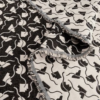 Tissu Jacquard Memphis Full moon noir, écru et lurex - Walkie Talkie