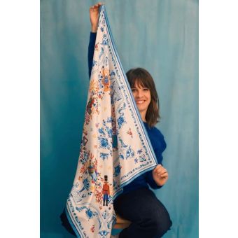 Carré Foulard en soie - Au pays des jouets - 90 x 90 cm