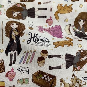 Tissu coton imprimé Hermione Harry Potter