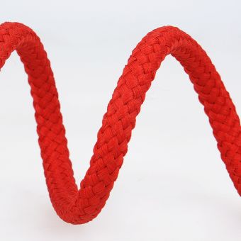 Cordon tressé tubulaire polyester rouge 8mm