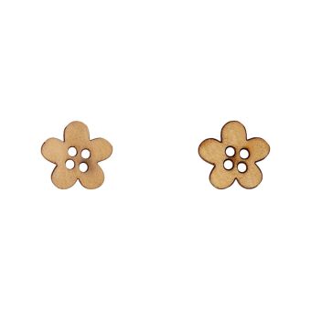 Bouton en bois découpé fleur 14mm x 14mm