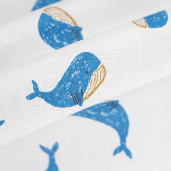 Tissu cretonne Moby bleu