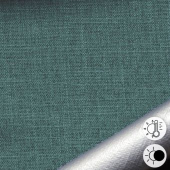 Tissu thermique été effet lin 100% occultant enduction acrylique bleu paon
