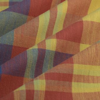 Tissu tissé teint carreaux madras multicolore