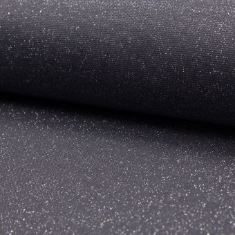Tissu jersey bord-côte tubulaire  lurex gris fonce