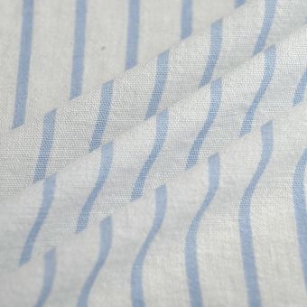 Tissu crêpe Slub fil teint polyester rayure ciel écru