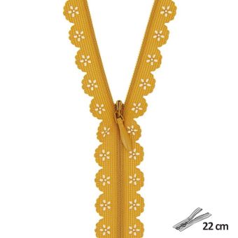 Fermeture dentelle géométrique n°3 - 22 cm Moutarde