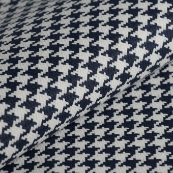 Tissu toile prestance étanche anti uv pied de poule bleu