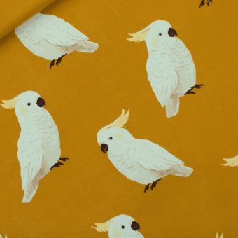 Tissu french terry sweat motifs Cockatoo Tawny Curry - See You At Six