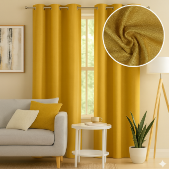 Rideau velours jaune Barton 135x240cm