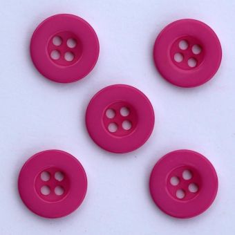 Boutons Unis avec 4 Trous en Resine 13mm - Lot de 10 - Rose Vif