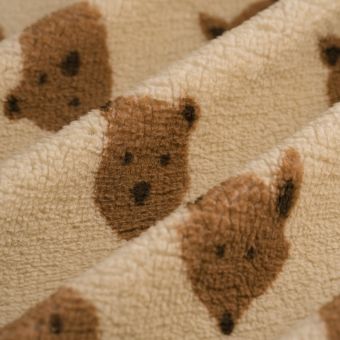 Tissu Sherpa tête animal beige