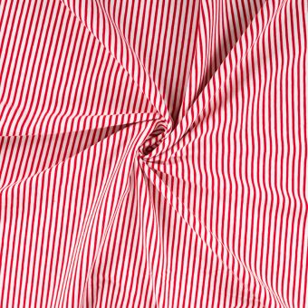 Maille jersey coton fines rayues rouge