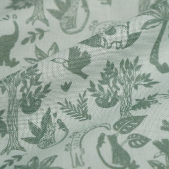 Tissu bachette animaux party vert