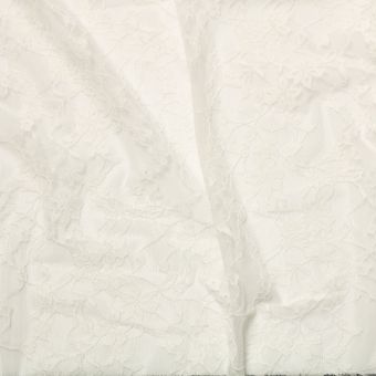 Tissu dentelle stretch fleuri blanc