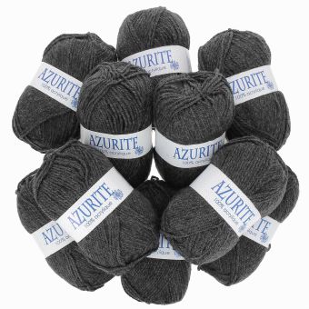 Lot de 10 pelotes de fil à tricoter Azurite 50g 100% acrylique - Col. 3077 Gris anthracite 