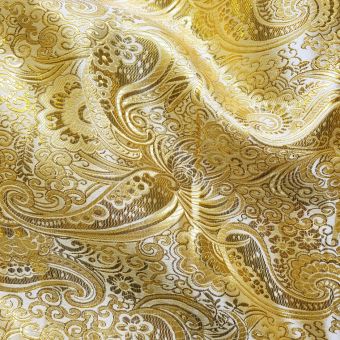 Tissu jacquard lurex cachemire doré