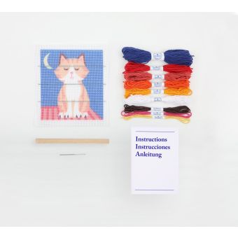 Kit DIY point lancé enfant chat dans la nuit - DMC