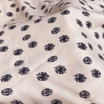 Tissu twill viscose imprimé pois abstraits noirs blanc