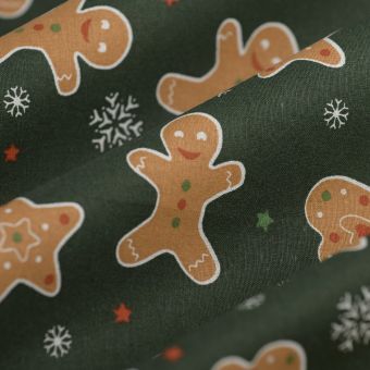 Tissu cretonne de Noël bredala vert 