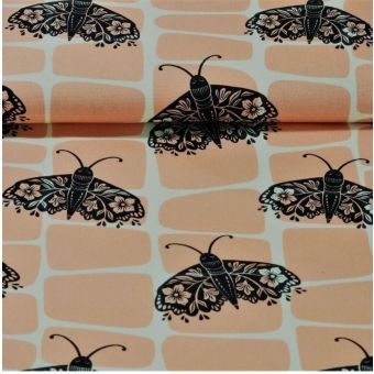 Maille french terry coton bio rose imprimé papillon de nuit - Albstoffe