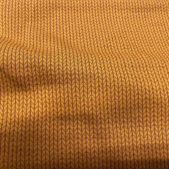 Maille jacquard coton bio stretch zigzag moutarde - Albstoffe