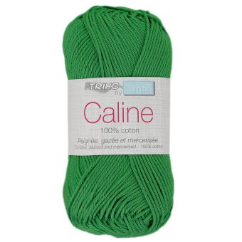 Pelote fil à tricoter Caline 50g 100% coton mercerisé - Col. 136 Vert vif 