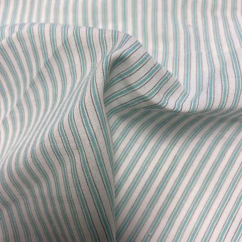 Tissu voile coton rayures doubles trame vert - Origine France