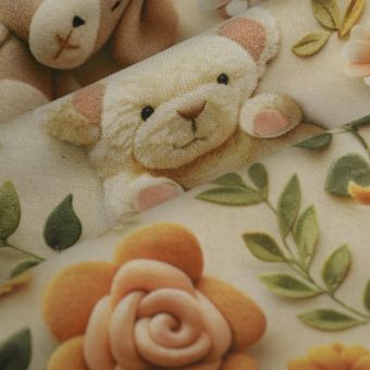Tissu molleton envers polaire 3D oursons