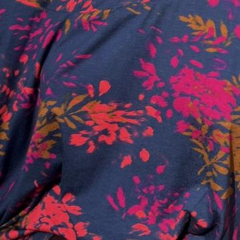 Maille jersey viscose Elena fleuri fond bleu marine - My Dress Made