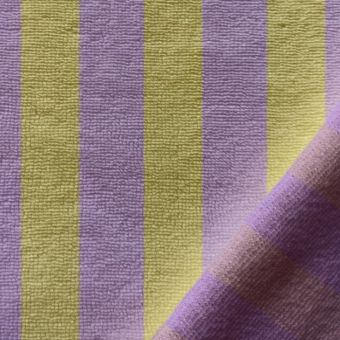 Tissu micro éponge rayures 3 cm lemon jaune et lilas