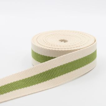 Sangle ecrue avec rayure couleur 30mm vert