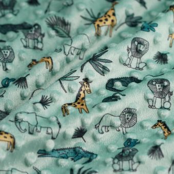 Tissu polaire Minky jungle vert