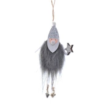 Suspension bonhomme fourrure gris