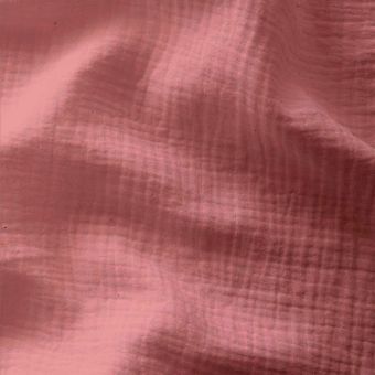 Tissu double gaze coton bio rose blush