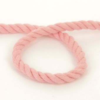 Cordon coton torsade rose 8mm