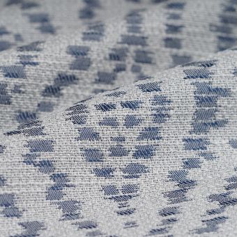 Tissu jacquard Ikat bleu 