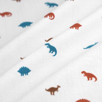 Tissu jersey coton dino écru