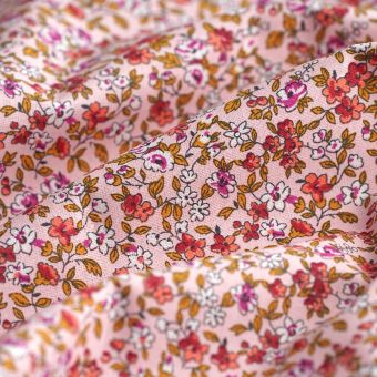 Tissu Cretonne Léonie rose