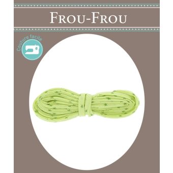 Cordon spaghetti 7 mm x 2 m vert anis motif étoile
