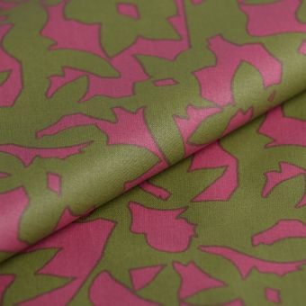Tissu cretonne enduite posi rose kaki
