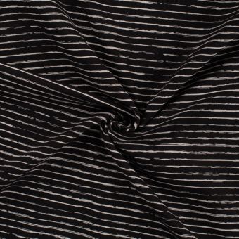 Tissu jersey de coton rayures noir