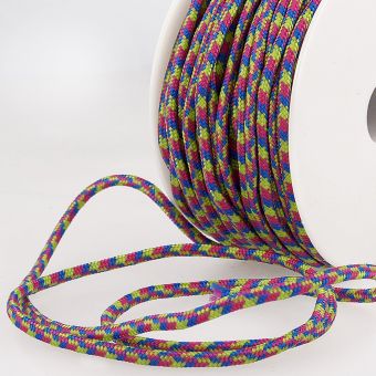 Cordon lacet rond 3mm multicolore au mètre