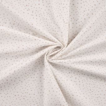Tissu popeline coton imprimé mini pois écru