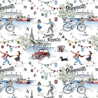 Tissu Jacquard douce france fond blanc