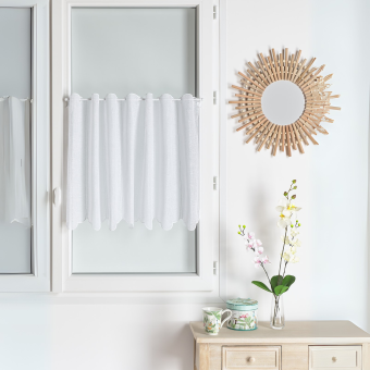 Brise bise en étamine uni blanc - Laize : 120 cm