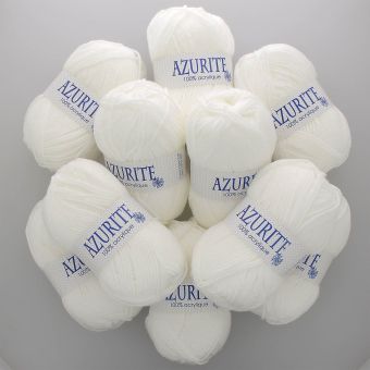 Lot de 10 pelotes de fil à tricoter Azurite 50g 100% acrylique - Col. 0501 Blanc 