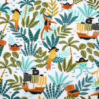 Toile coton 52 fils imprimé pirates des mers multicolore