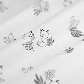 Tissu cretonne petits Renards au trait