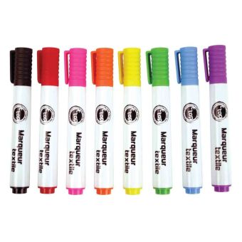 Lot 8 feutres marqueurs pour tissu pointe moyenne 0,5 cm